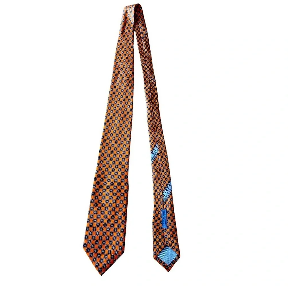 JZ Boulder Orange and Blue 100% Silk Patterned Men's Tie